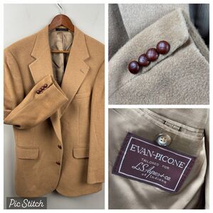 Vtg Evan-Picone 100% Camel Hair Blazer Men 43R Tailored Coat Jacket Made In USA